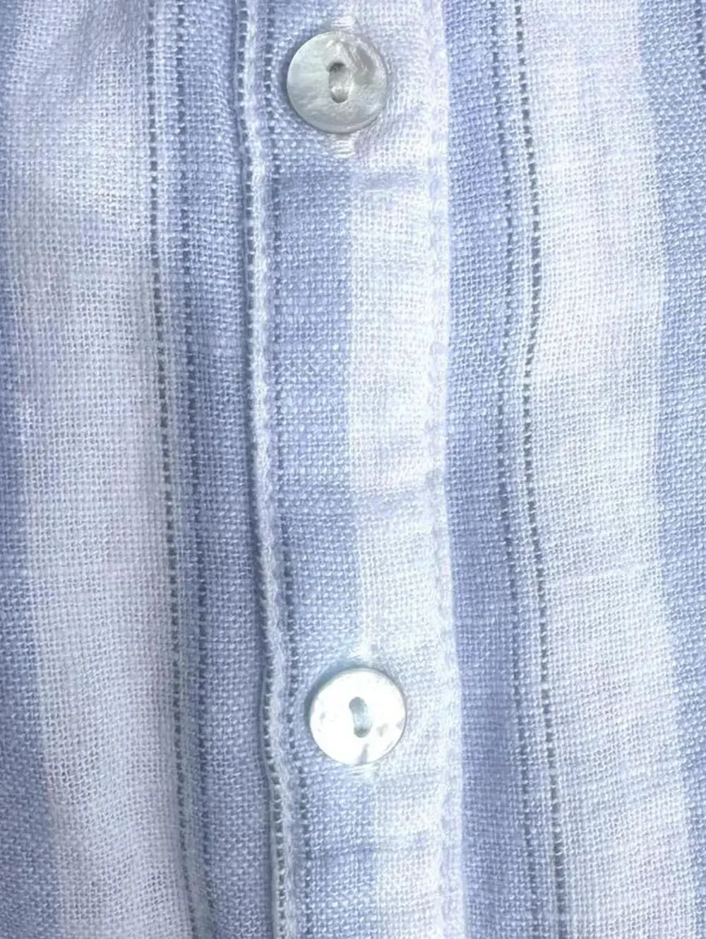 Nicole Miller New York Light Blue Linen Blend Striped Button-Up Blouse- Size 1X - Picture 5 of 9